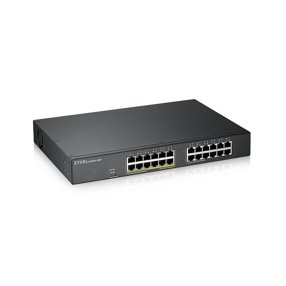 Zyxel GS1900-24EP Switch Web Managed 24 Porte Gigabit L2 con Supporto Power over Ethernet (PoE) - Nero, Montaggio Rack