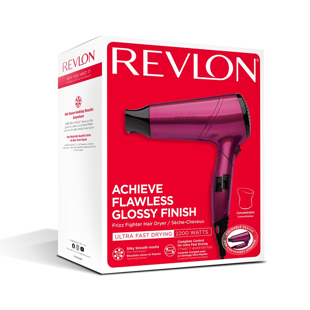 Revlon RVDR5229 Perfect Heat Frizz Fighter - Asciugacapelli 2200W con Tecnologia Ionica e Manico Pieghevole
