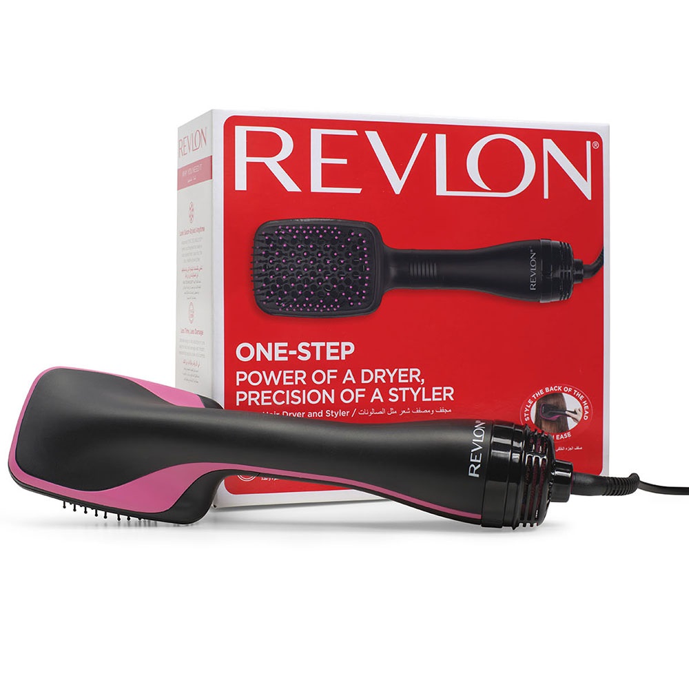 Revlon RVDR5212 Salon One-Step Asciugacapelli Lisciante - Spazzola ad Aria Calda 800W con Tecnologia agli Ioni, 2 Livelli di Temperatura, Colore Nero e Rosa