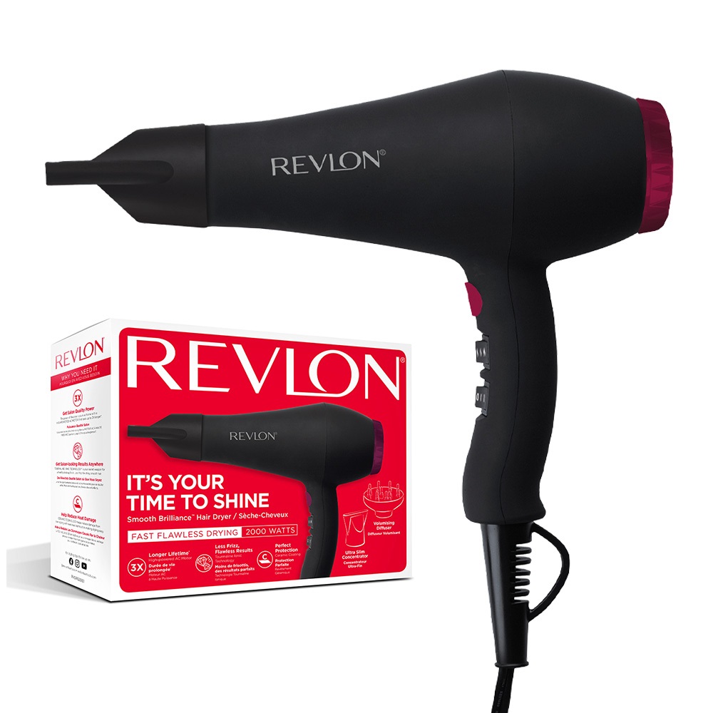Revlon Asciugacapelli RVDR5251E 2000W Professionale Nero e Rosa con Motore AC e Tecnologia Tourmaline Ionic