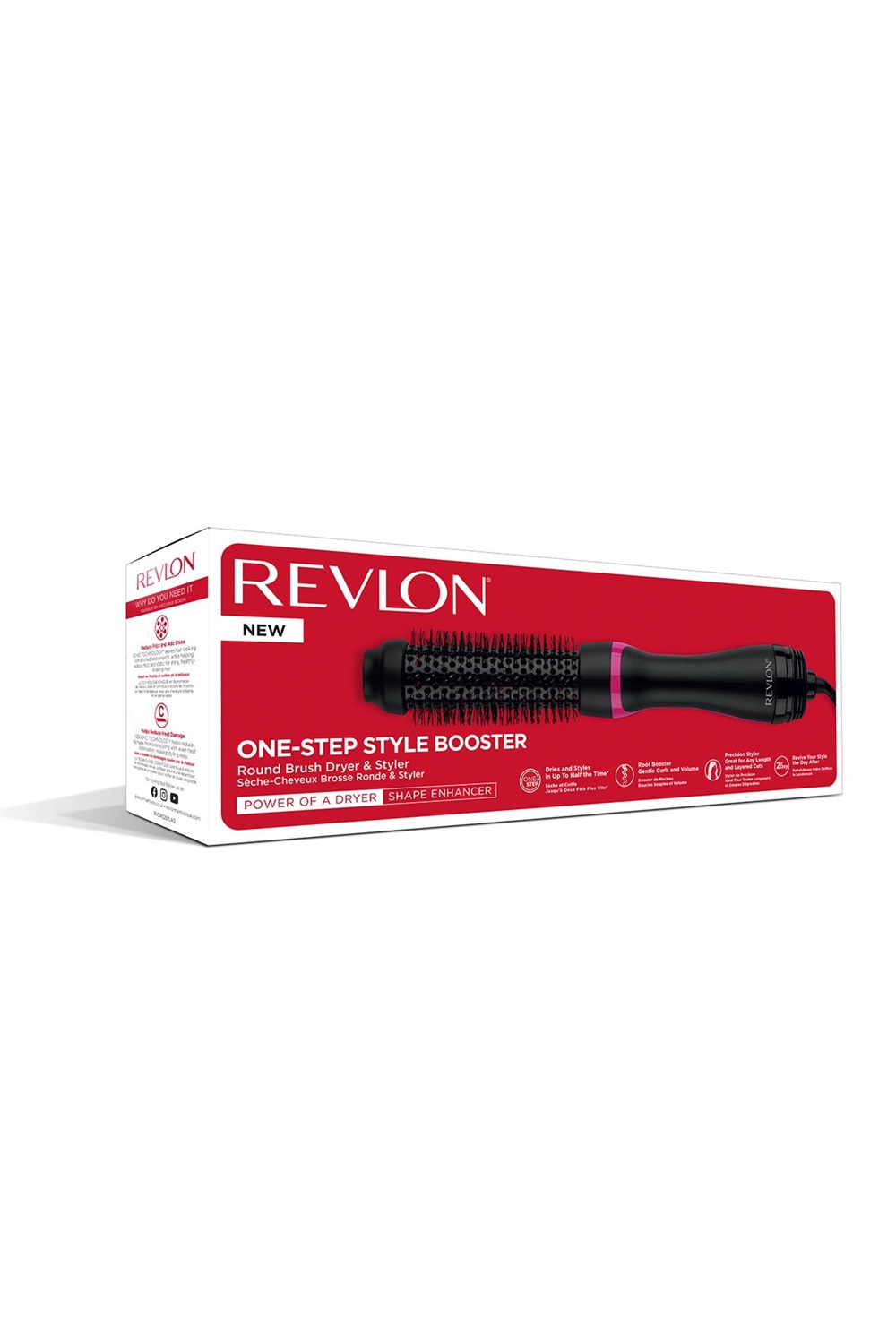 Revlon RVDR5292UKE Spazzola Tonda per Asciugatura e Messa in Piega - 38 mm, Setole Termiche, Ceramica, Ionic Ceramic Technology, Nero/Rosa