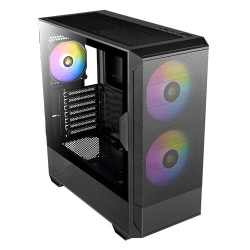 Antec NX416L Midi Tower Nero - Case Gaming con Pannello Frontale in Rete, 2 Ventole ARGB da 160mm e 1 da 120mm, Vetro Temperato