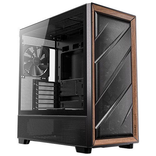 Antec FLUX - Case Computer Midi Tower Nero e Legno con Ventole PWM Incluse e Supporto Radiatori fino a 420mm