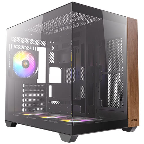 Antec CX800 Wood ARGB Midi Tower PC Case - Nero e Legno, con 4 Ventole ARGB incluse e Vetro Temperato