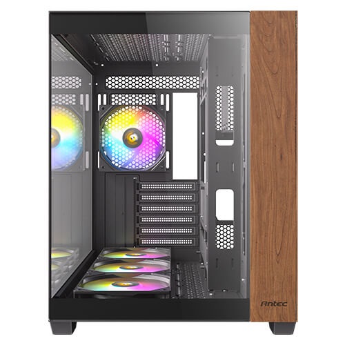Antec CX800 Wood ARGB Midi Tower PC Case - Nero e Legno, con 4 Ventole ARGB incluse e Vetro Temperato
