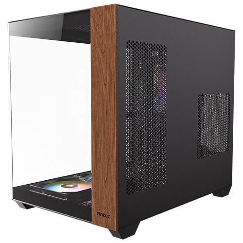 Antec CX800 Wood ARGB Midi Tower PC Case - Nero e Legno, con 4 Ventole ARGB incluse e Vetro Temperato