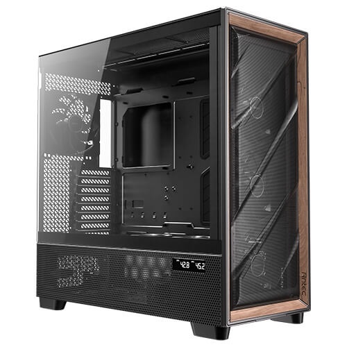 Antec Flux PRO EUV Full Tower Case - Vetro Temperato e Legno, Compatibile con ATX/EATX/ITX, 6 Ventole Pre-Installate