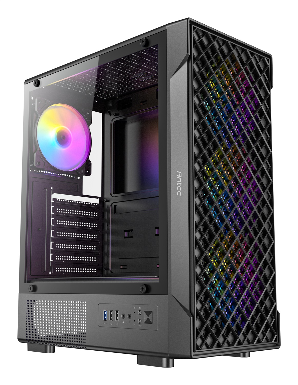 Antec VX-320 ARGB Case Midi-Tower Nero con Illuminazione Personalizzabile e Vetro Temperato