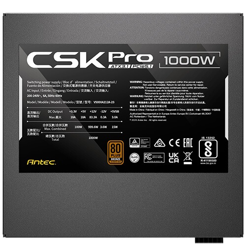 Antec CSK1000 PRO Alimentatore 1000W Semi Modulare 80 PLUS Bronze ATX 3.1 con Ventola da 12 cm