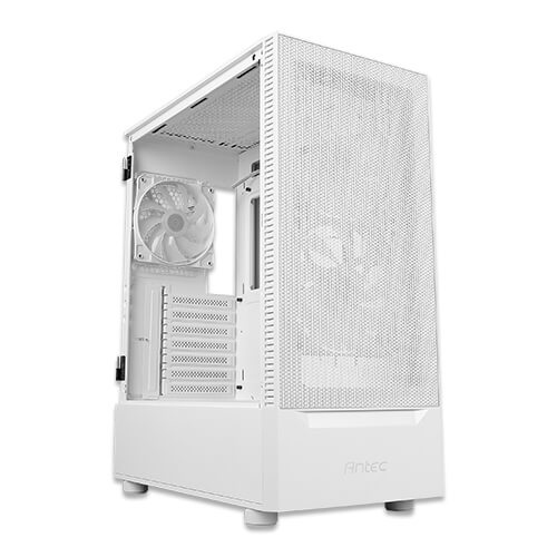 Antec NX 410 Midi Tower Bianco con Pannello in Vetro Temperato, Retroilluminazione RGB, 7 Slot di Espansione e Supporto per Fino a 6 Ventole