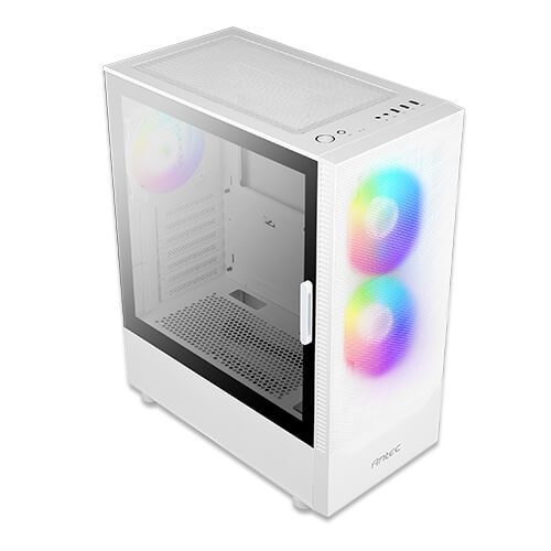 Antec NX 410 Midi Tower Bianco con Pannello in Vetro Temperato, Retroilluminazione RGB, 7 Slot di Espansione e Supporto per Fino a 6 Ventole