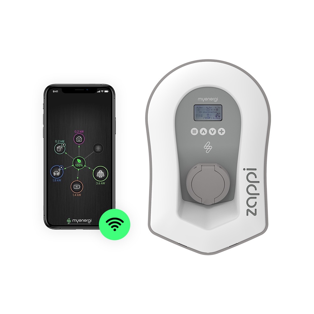 myENERGY ZAPPI-2H22UW-T Caricabatteria Parete 22 kW con Hub e Presa Tipo 2