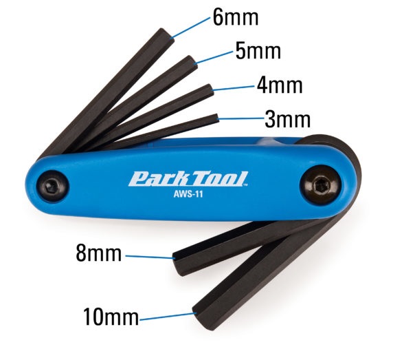 Park Tool AWS-11 - Set di chiavi esagonali pieghevoli, 3-6 mm e 8-10 mm, manico composito antiscivolo, alta resistenza