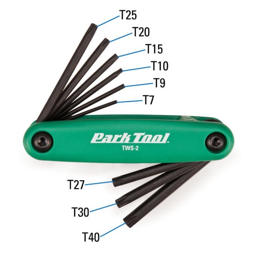 Park Tool TWS-2 Utensile Pieghevole Multitool Nero - Chiavi Torx e Manico Composito Resistente