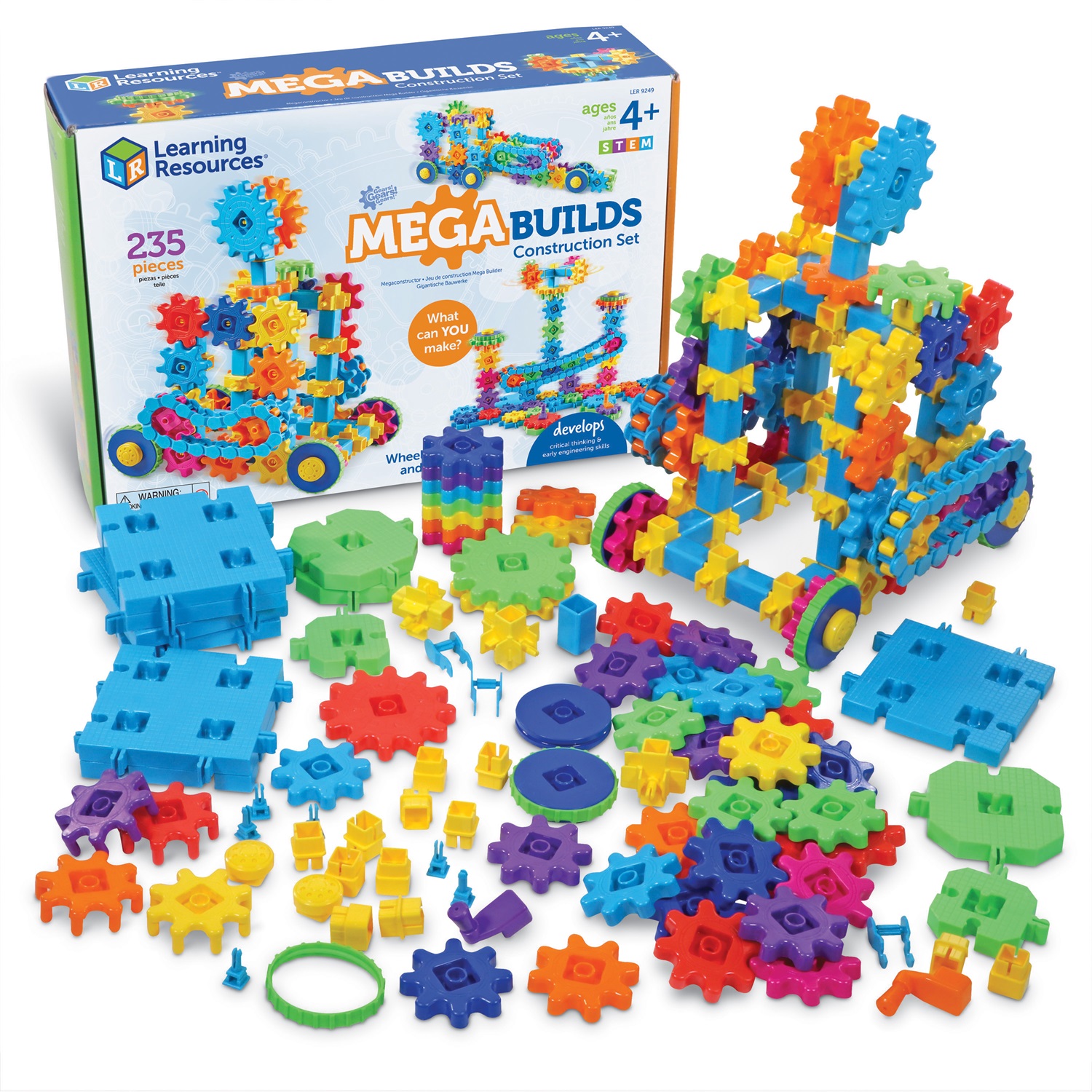 Learning Resources Gears! Gears! Gears! Mega Builds - Set di costruzioni STEM da 235 pezzi per bambini dai 4 anni