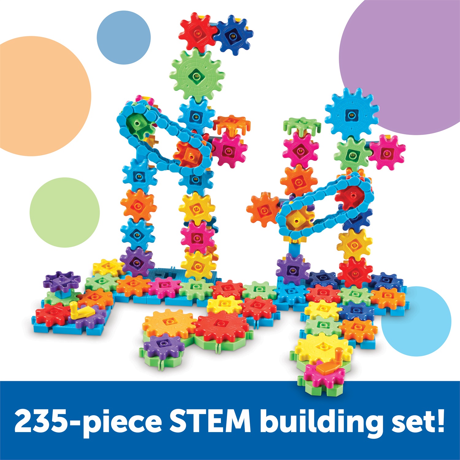 Learning Resources Gears! Gears! Gears! Mega Builds - Set di costruzioni STEM da 235 pezzi per bambini dai 4 anni