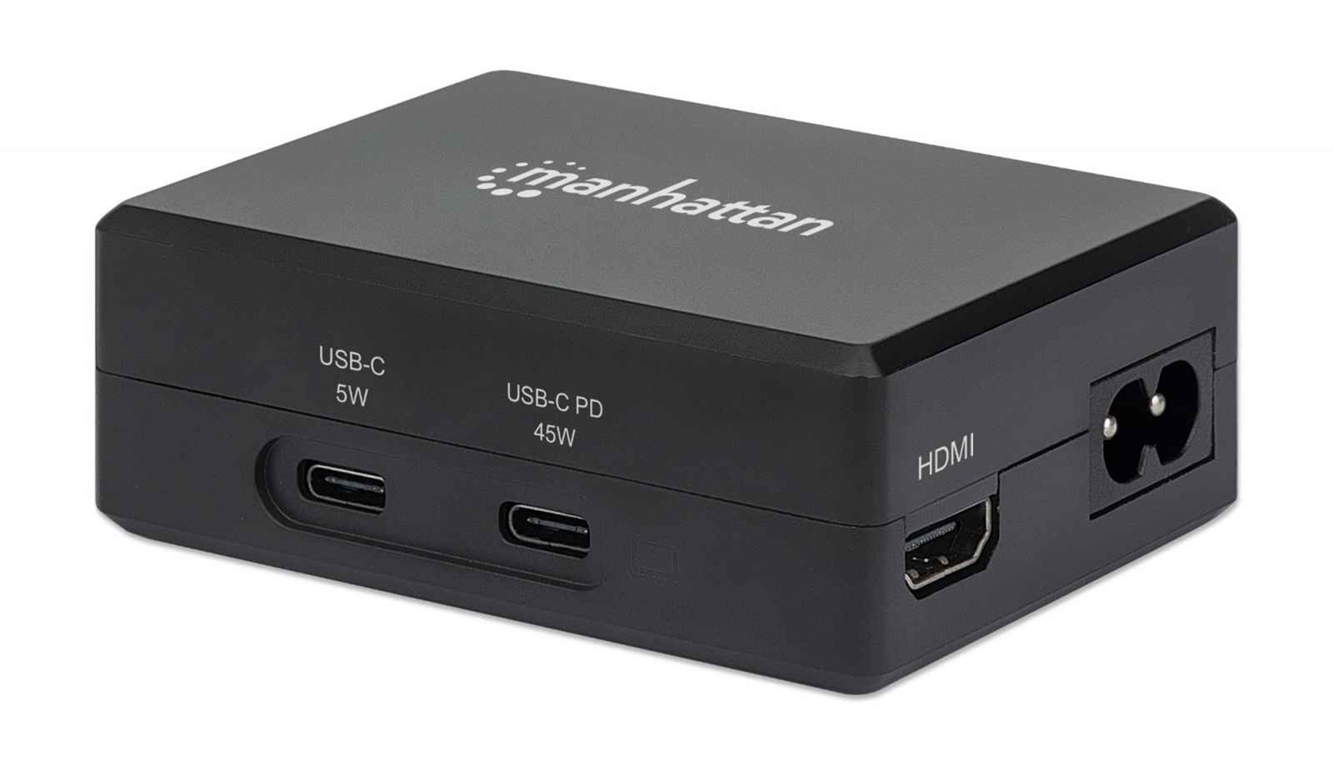 Manhattan Hub USB-C™ con Ricarica Power Delivery 45W e Cavo da 1,8 m - Nero