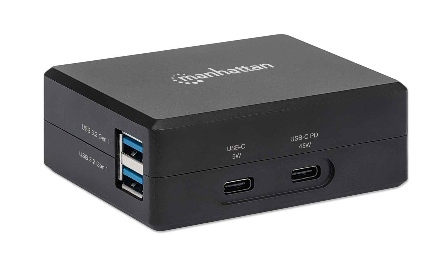 Manhattan Hub USB-C™ con Ricarica Power Delivery 45W e Cavo da 1,8 m - Nero