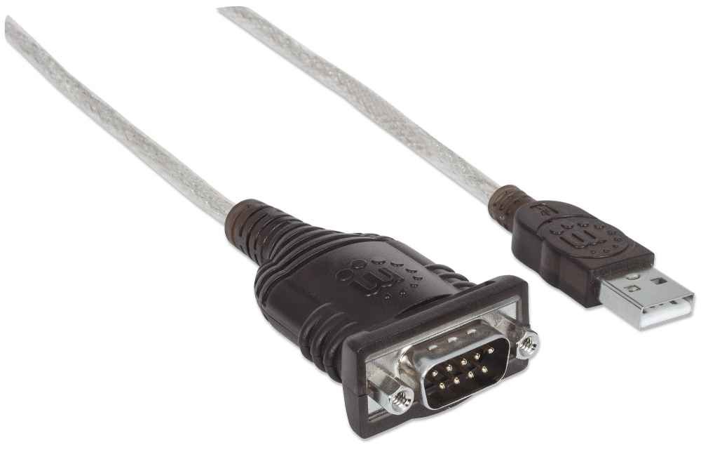 Manhattan Cavo Seriale USB-A a DB9 1,8 m Nero - Convertitore Serial/COM/RS232 con Supporto RS485