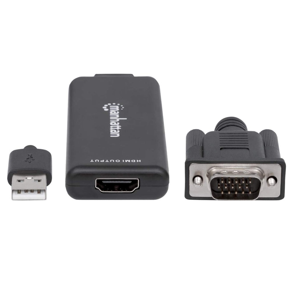Manhattan 152426 Convertitore VGA e USB a HDMI - Nero, Supporta risoluzioni fino a 1920 x 1080, Ideale per Mac e PC