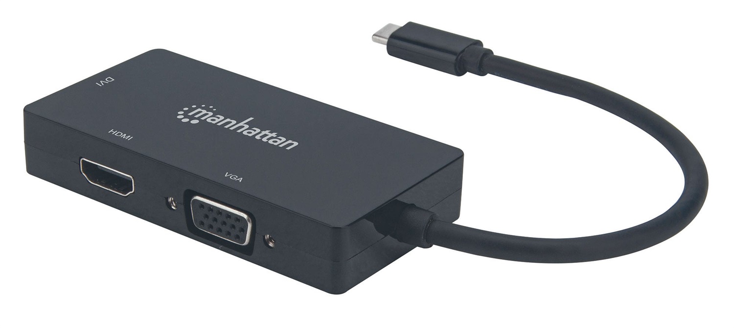 Manhattan 152983 Convertitore Video USB-C 3-in-1 Multiporta 3840 x 2160 Pixel Nero