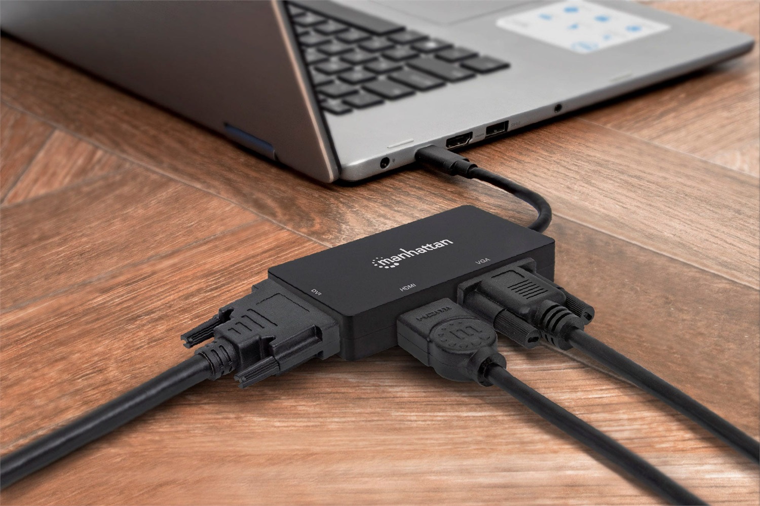 Manhattan 152983 Convertitore Video USB-C 3-in-1 Multiporta 3840 x 2160 Pixel Nero