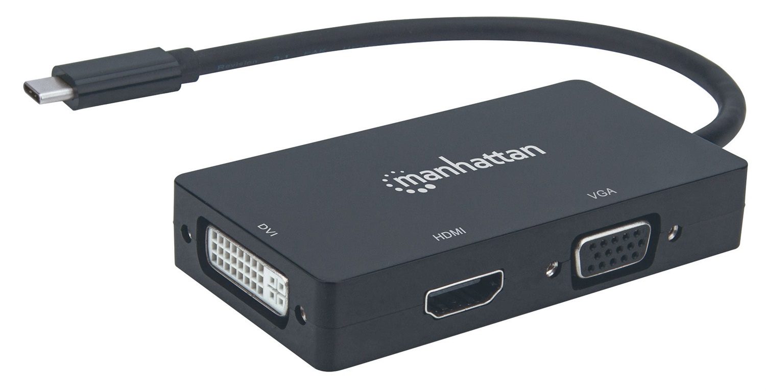 Manhattan 152983 Convertitore Video USB-C 3-in-1 Multiporta 3840 x 2160 Pixel Nero