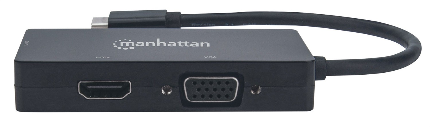 Manhattan 152983 Convertitore Video USB-C 3-in-1 Multiporta 3840 x 2160 Pixel Nero