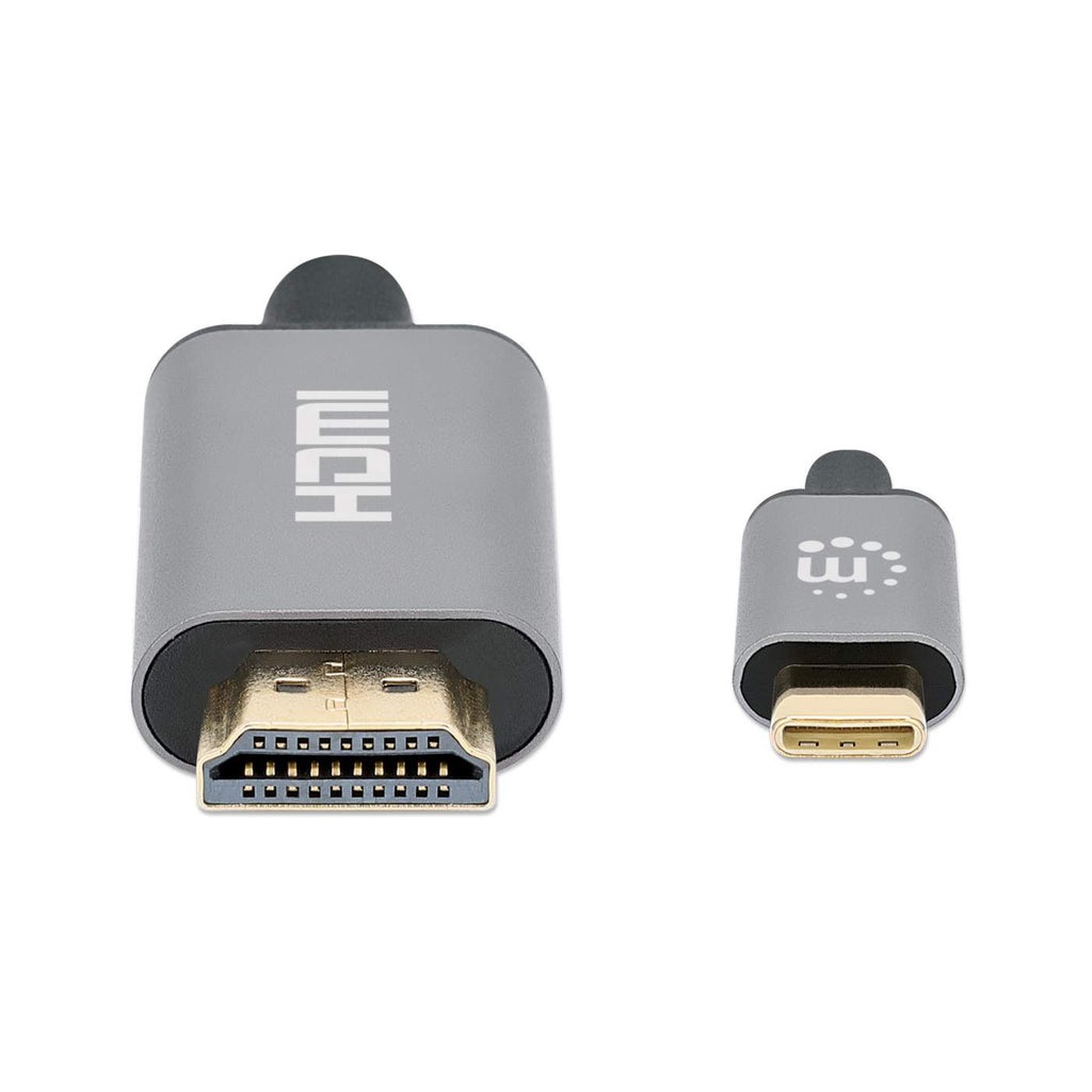 Manhattan Cavo Adattatore da USB-C a HDMI 4K@60Hz 2m Nero e Argento