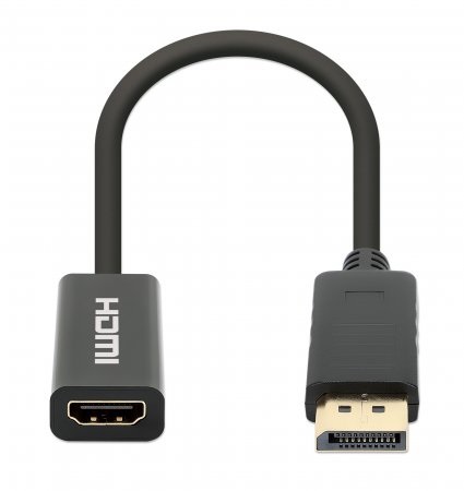 Manhattan Adattatore Attivo DisplayPort a HDMI 4K @ 60Hz Nero - Converte DisplayPort in HDMI, Risoluzione UHD 3840×2160, Lunghezza 0,15 m