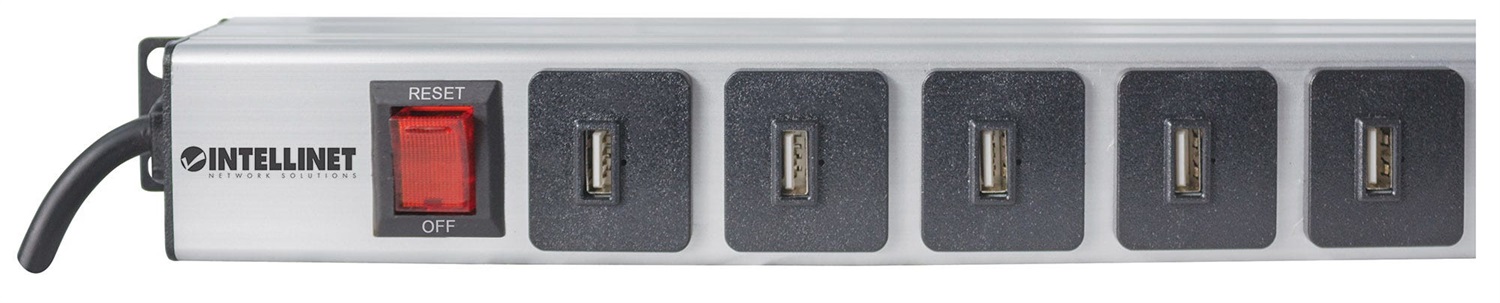 Intellinet Multipresa per Rack Verticale con 16 Uscite USB Tipo A e Spina Schuko Angolata