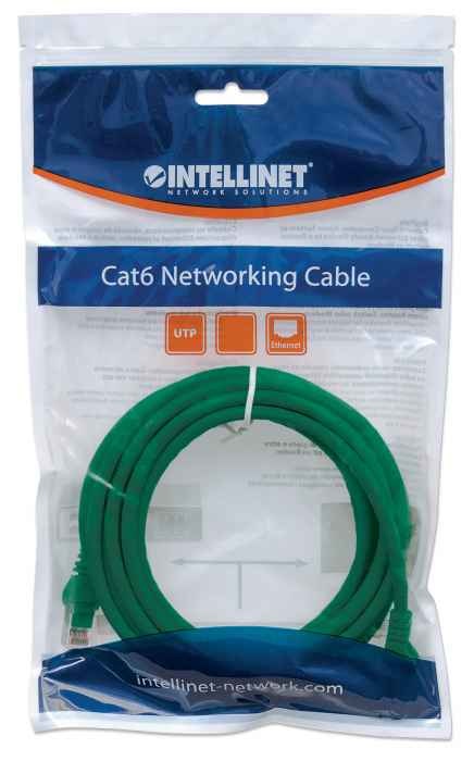 Intellinet Cavo di rete Patch Cat. 6 Verde UTP 0,5m - Rame 100%, RJ45, Velocità 10/100/1000 Mbps