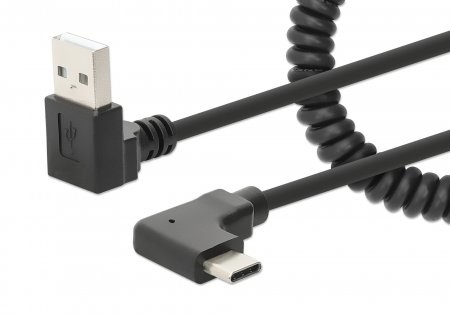 Informatica Cavo di Ricarica USB-A a USB-C 1m Spiralato Nero - Design Retrattile