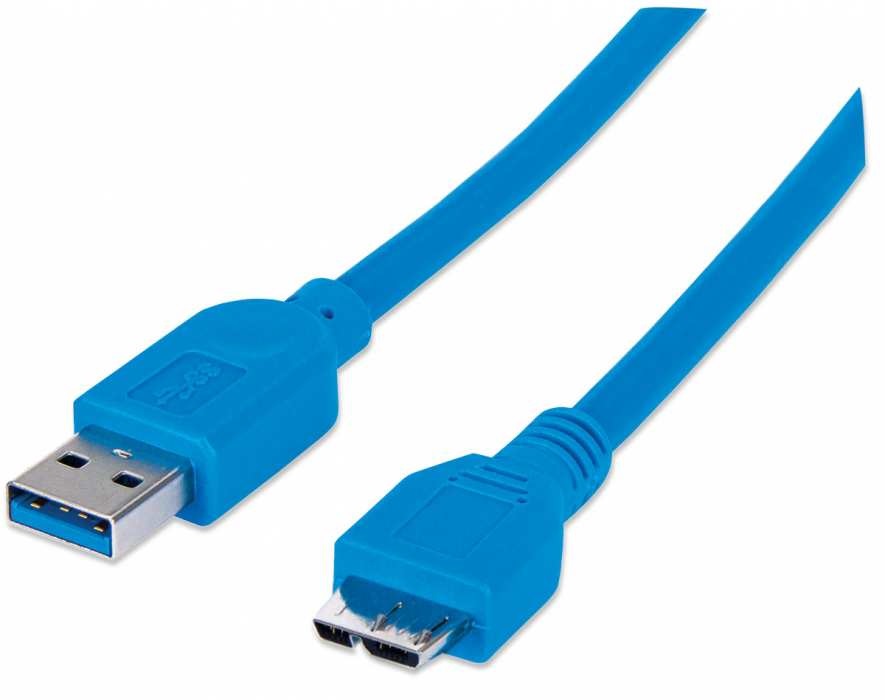 MANHATTAN Cavo USB 3.0/3.2 Gen 1 SuperSpeed A/Micro B M/M 1 m Blu