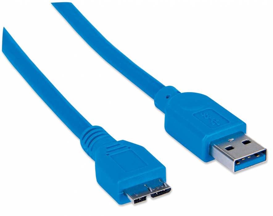 MANHATTAN Cavo USB 3.0/3.2 Gen 1 SuperSpeed A/Micro B M/M 1 m Blu