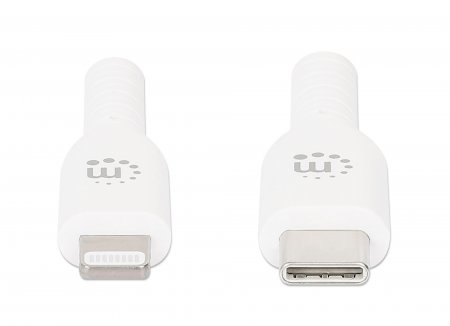 Manhattan Cavo di Ricarica e Sincronizzazione USB-C a Lightning 1m, Bianco - Fino a 18 W, Compatibile con Dispositivi Apple
