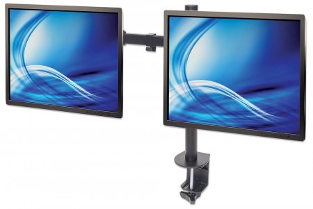 Manhattan 461528 Supporto da Scrivania per 2 Monitor 13-32'' (33-81,3 cm) con Morsetto - Capacità 16 kg, Full Motion