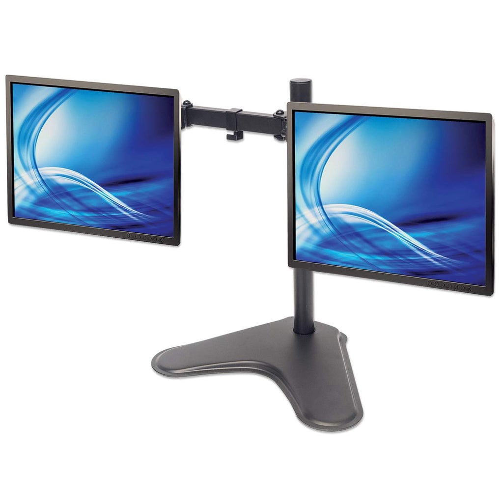 Manhattan 461559 Supporto da Scrivania per 2 Monitor 13-32'' con Base e Doppio Snodo, Nero