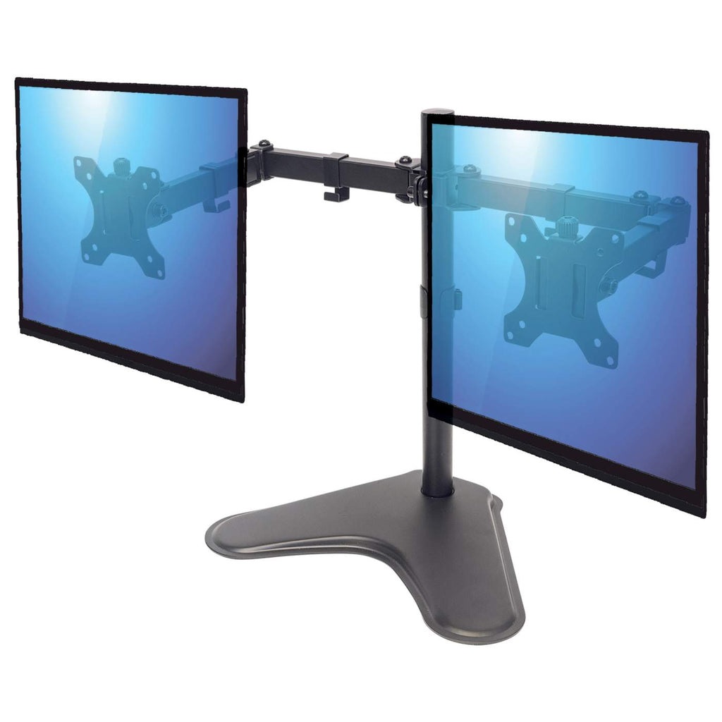 Manhattan 461559 Supporto da Scrivania per 2 Monitor 13-32'' con Base e Doppio Snodo, Nero