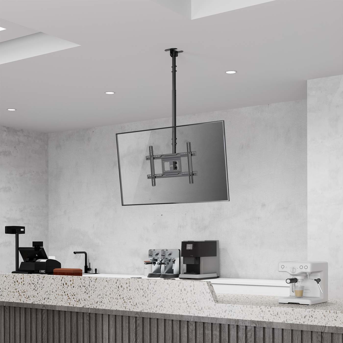 Manhattan 462051 Supporto da Soffitto TV 37-80'' Full-Motion Altezza Regolabile Nero - Fino a 50 kg, Inclinazione e Rotazione Ottimizzate