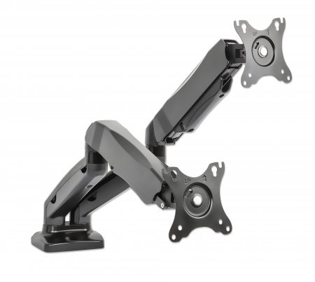 Manhattan 462310 Supporto da Scrivania per Monitor 13-27'' in Alluminio Nero con Doppio Braccio Articolato
