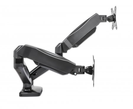 Manhattan 462310 Supporto da Scrivania per Monitor 13-27'' in Alluminio Nero con Doppio Braccio Articolato