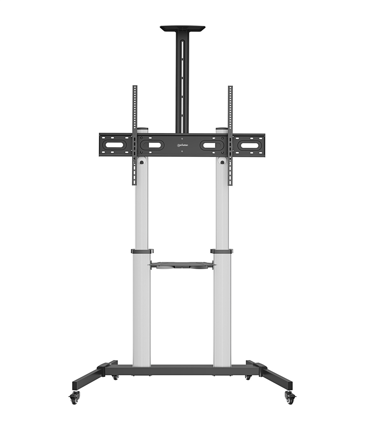 Manhattan Supporto da Pavimento Trolley per TV LCD/LED/Plasma 60-100'' Nero - Capacità fino a 80 kg, Inclinazione -10 a 5°, Regolabile in Altezza