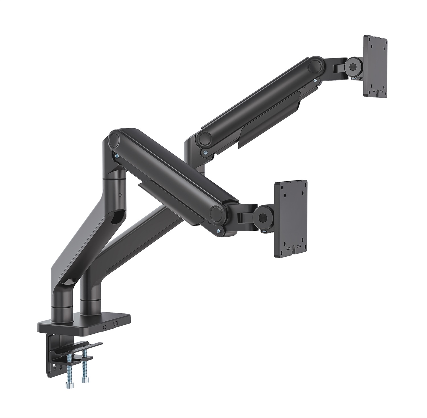 Manhattan Supporto da Scrivania per Doppio Monitor 17-45'' in Alluminio con Bracci Oscillanti Articolati
