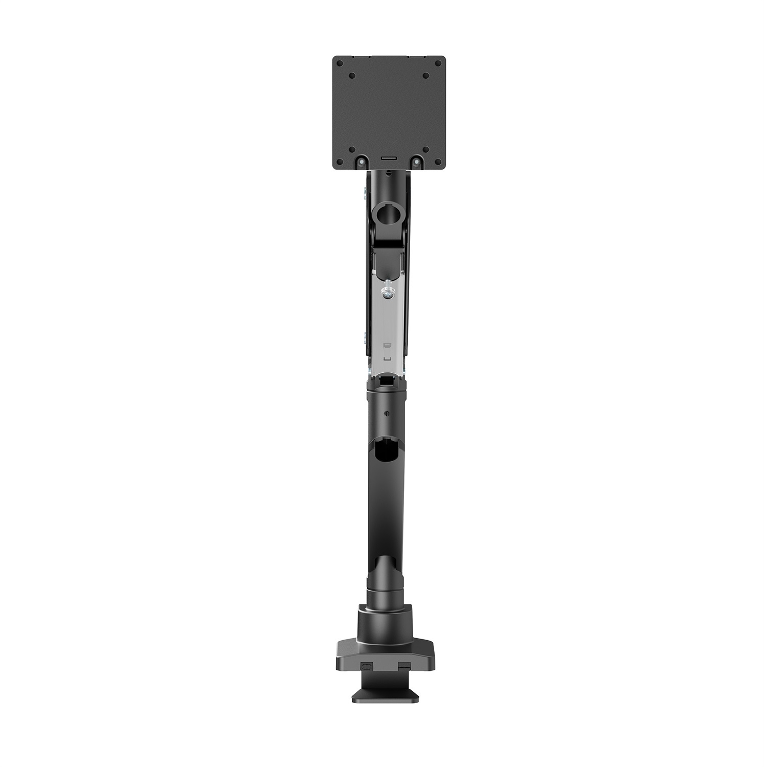 Manhattan 462594 Supporto da Tavolo per Monitor Singolo 17-57'' con Molla a Gas, Alluminio Ultra Resistente, Porte USB, Nero