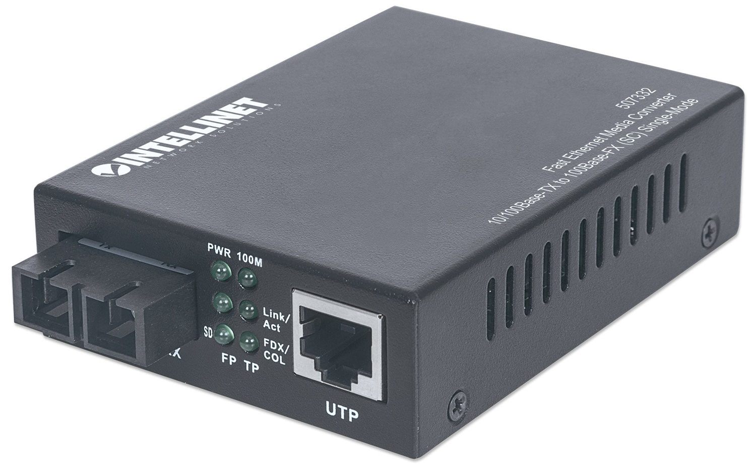 Intellinet Media Converter Fast Ethernet Monomodale 100 Mbps, Porta Fibra SC, Distanza oltre 20 km