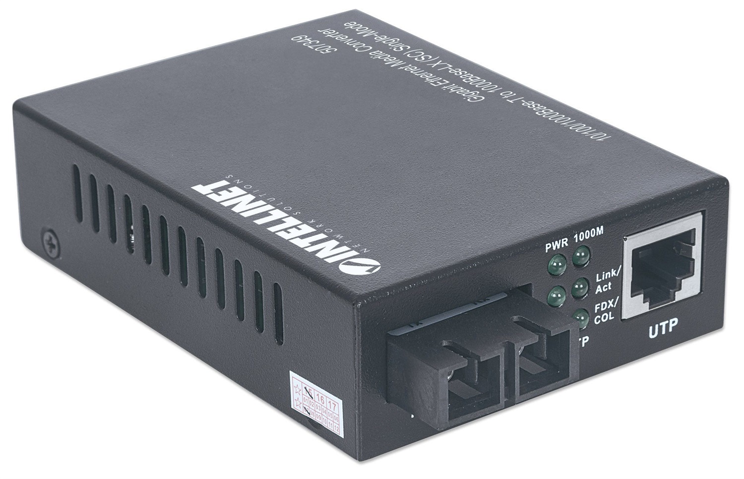 Intellinet 507349 Convertitore Multimediale di Rete Gigabit Ethernet Monomodale, 10/100/1000 Mbps, Porta Fibra SC, Distanza Superiore a 20 km, RJ45 Auto-Sensing