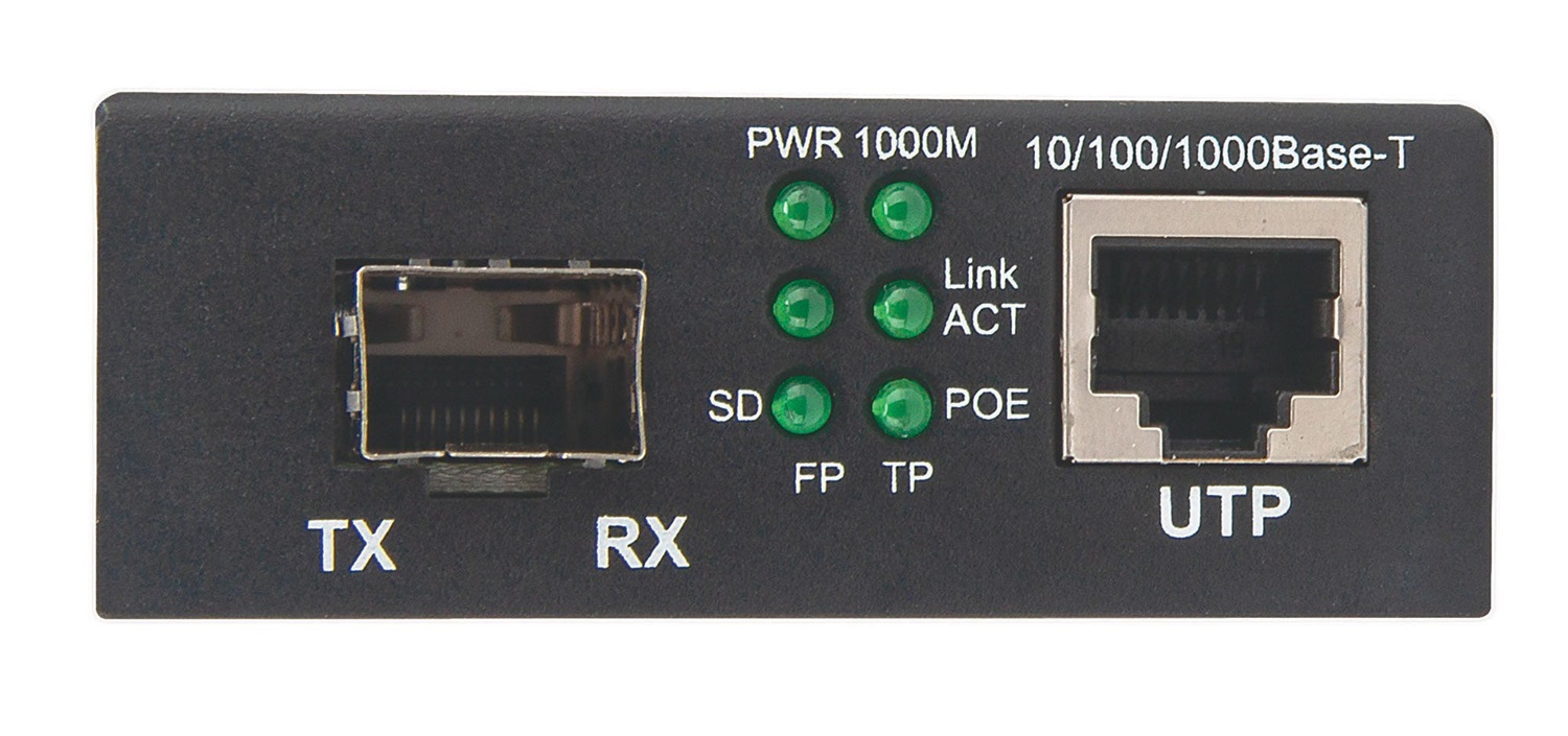 Intellinet 508216 Convertitore Multimediale di Rete Gigabit PoE 1000 Mbit/s con Porta RJ45 e SFP