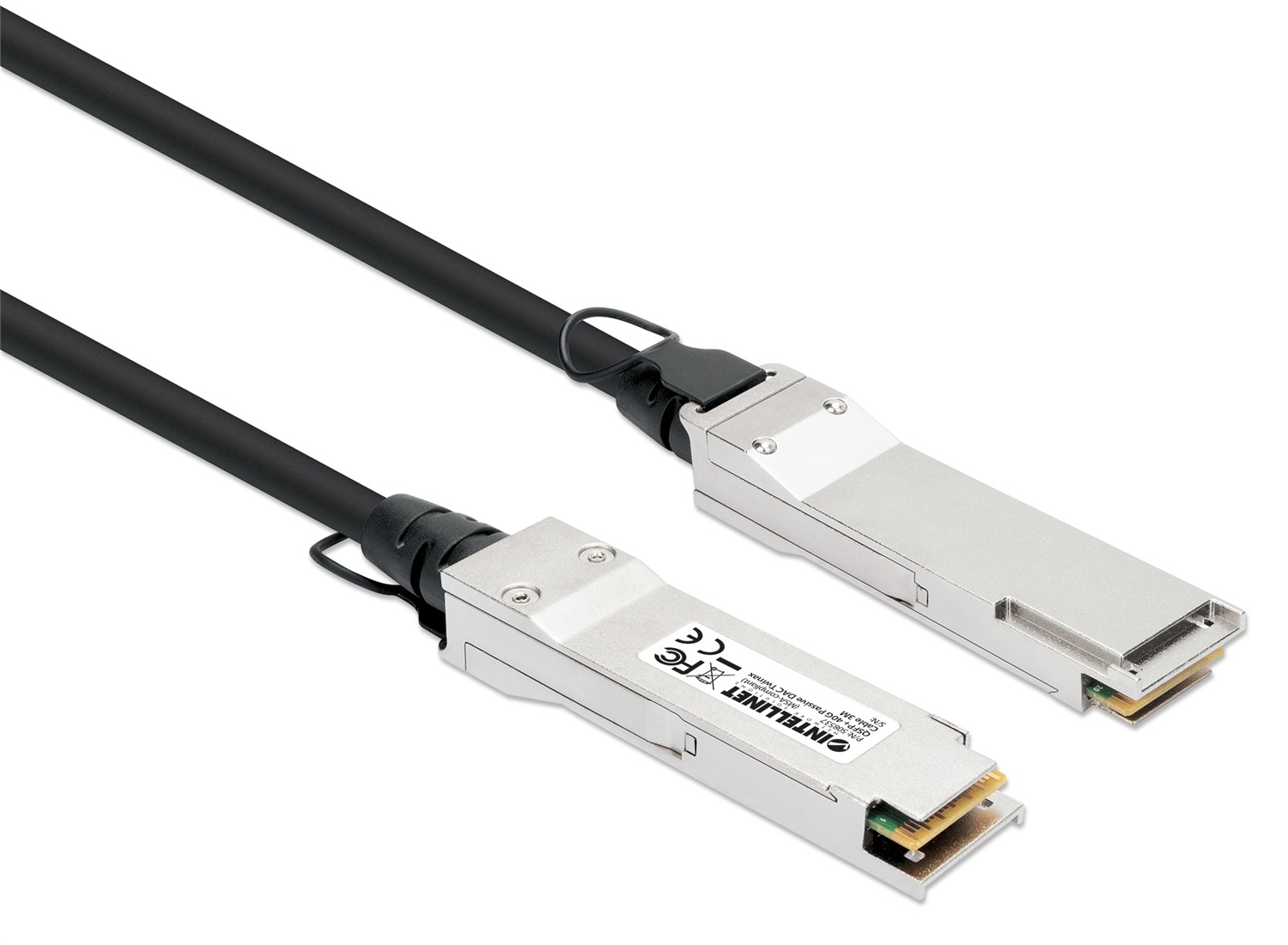Intellinet Cavo in Rame Twinax DAC Passivo QSFP 40G 3m - Connettori QSFP (M) a QSFP (M), Bassa Latenza, Risparmio Energetico