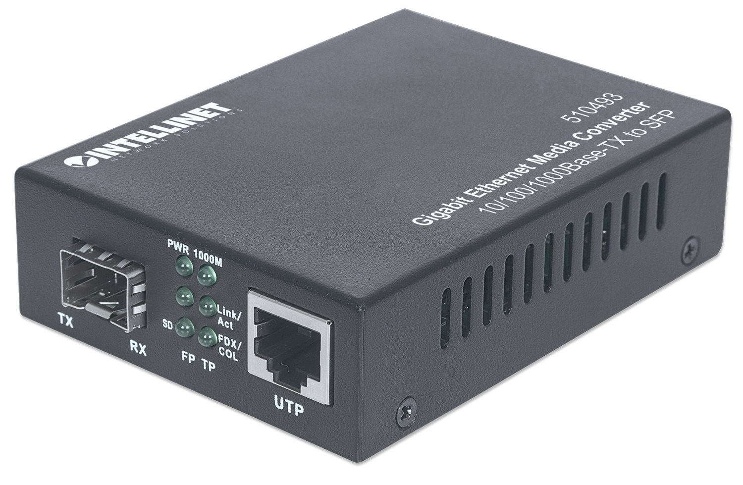 Intellinet 510493 Convertitore Multimediale di Rete Gigabit Ethernet RJ45 10/100/1000 Mbit/s con Slot SFP
